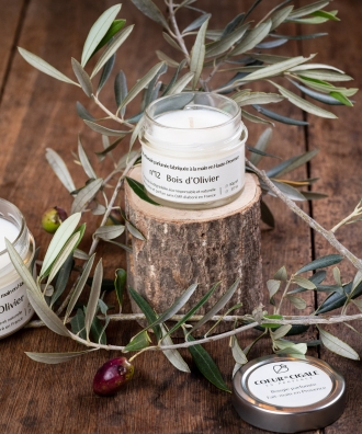 Bougie artisanale 100% végétale - Bois d'olivier - 180g